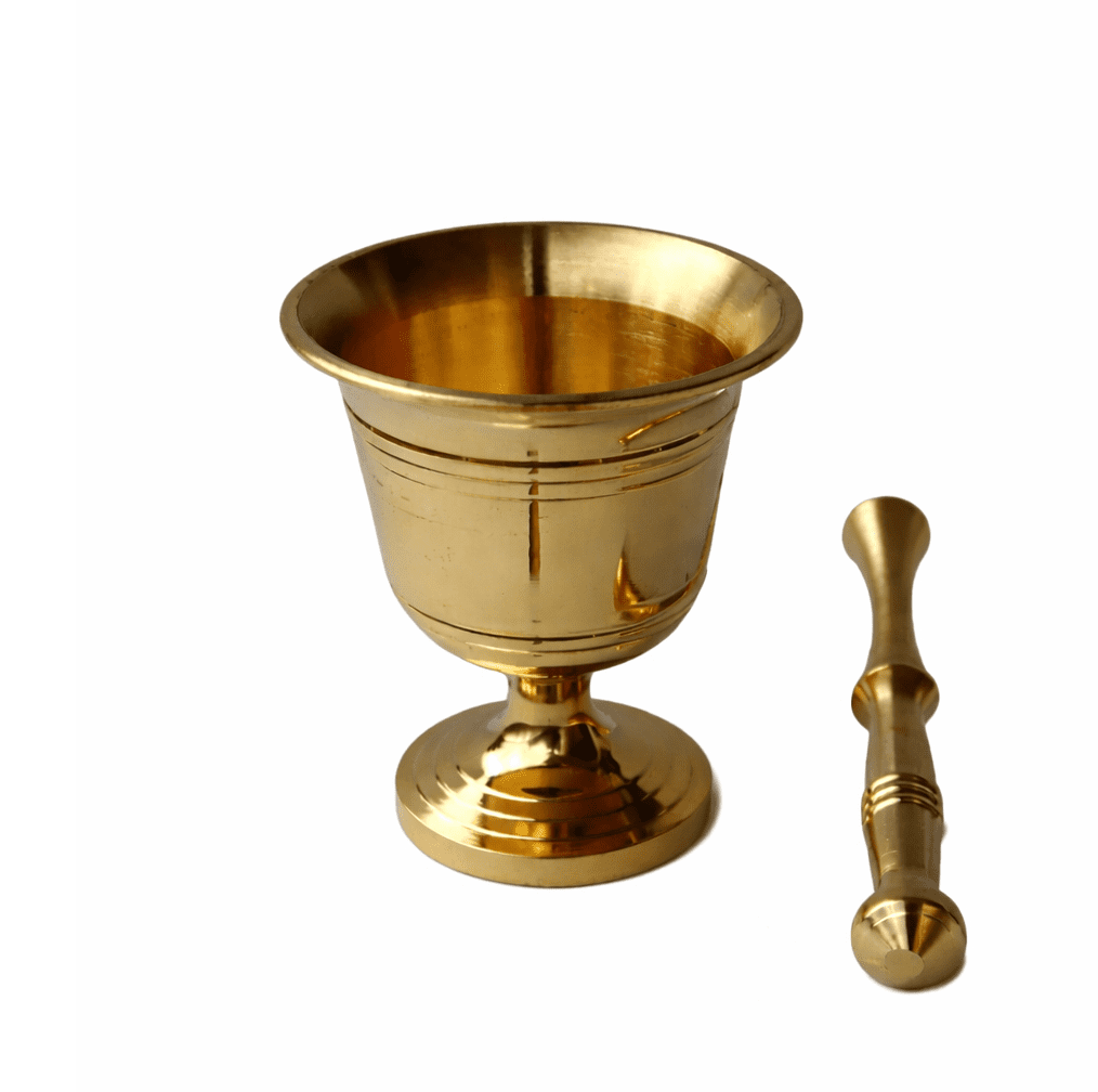 Brass mortar and pestle