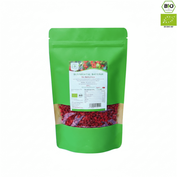Blumental organic barberries in a resealable green pouch