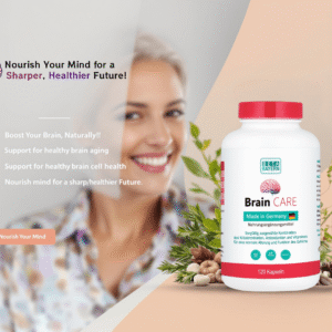 Woman holding a VITA ELIXIA BRAIN+ jar for daily mental clarity